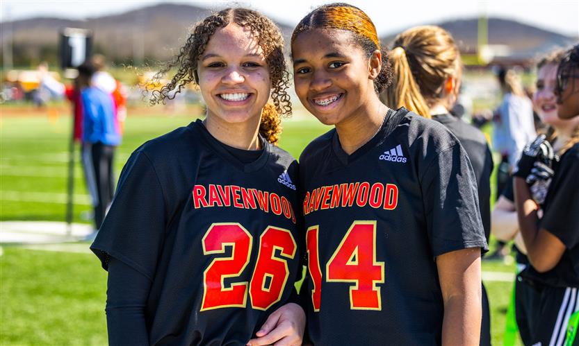 Girls play flag football
